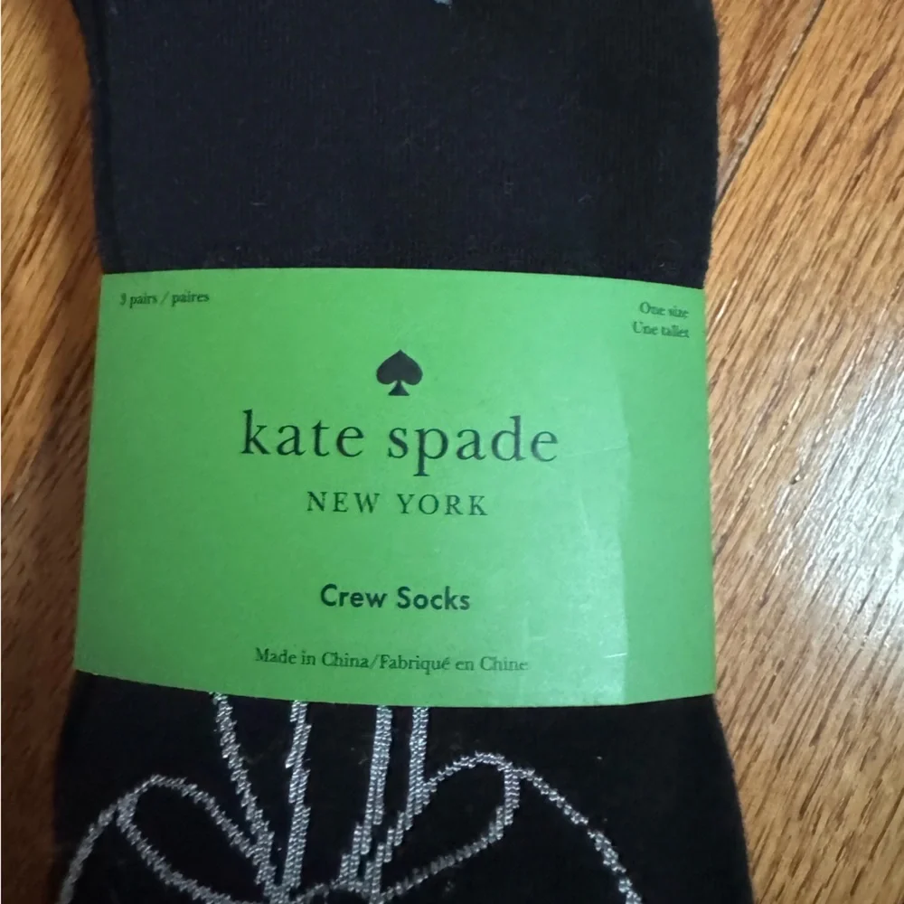 Kate Spade Crew Socks Bow Black & White 3pk‎ KSNY